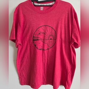 Great Coast Mens Red Graphic T-Shirt Sunset Great Lakes Short Sleeve Size Large